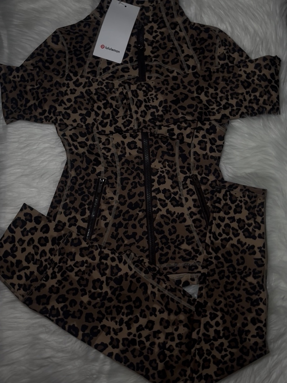 lululemon athletica Girls' Leopard Print Brown and Black Pajama Set